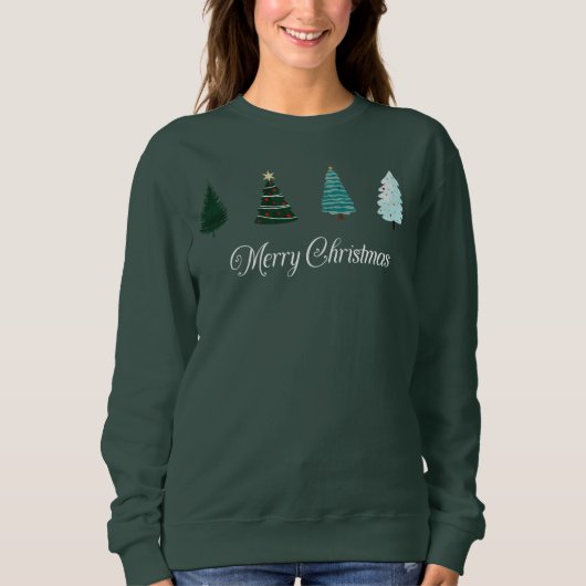 Vrolijk kerstbomen sweatshirt (Voorkant)