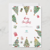 Vrolijk kerstbomen waterverf kinder bedrijf logo feestdagenkaart (Voorkant)