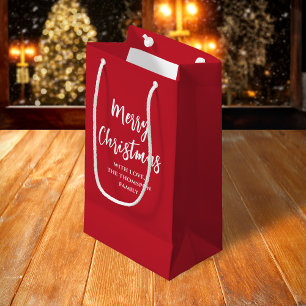 Vrolijk kerstboom eenvoudige buffel check patroon klein cadeauzakje