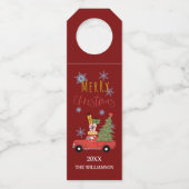 Vrolijk Kerstboom Gift Wijn Bier Drank Flessenhanger (Voorkant)