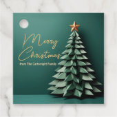 Vrolijk Kerstboom Prachtige Groen Goud Partij Bedankjes Labels (Voorkant)