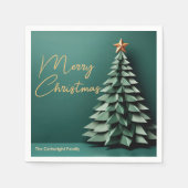 Vrolijk Kerstboom Prachtige Groen Goud Partij Servet (Voorkant)