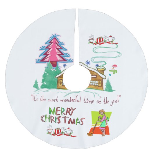 Vrolijk kerstboom rok schoonmaken dame (Voorkant)