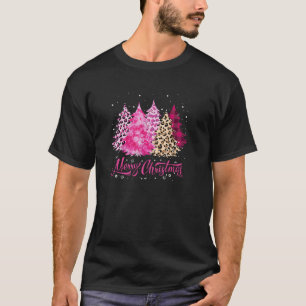 Vrolijk kerstboom roze luipaard buffel geruite ch t-shirt