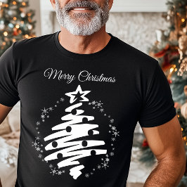 Vrolijk kerstboom silhouet minimalistische vakanti t-shirt