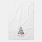 Vrolijk kerstboom strand theedoek (Verticaal)