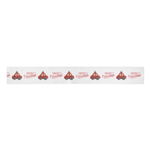 Vrolijk kerstboom Vitnage Auto Ornament Grosgrain Lint (Voorkant)