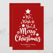 Vrolijk Kerstboom Vorm Rode Kerstmis Kaart (Voorkant / Achterkant)