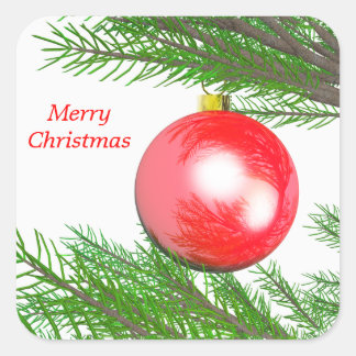 Vrolijk kerstboomdecoratie vierkante sticker