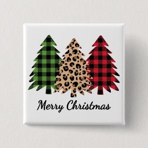 Vrolijk kerstboomluipaartje en twergbomen Magnet Vierkante Button 5,1 Cm