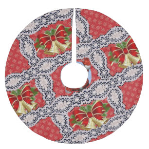 Vrolijk kerstboomrokken met gouden kerstversiering kerstboom rok