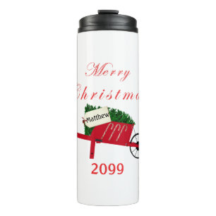 Vrolijk kerstboomrood  kruipertje thermosbeker