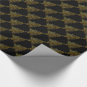 Vrolijk kerstboomsterren zwart Gold Shiny Chic Cadeaupapier (Hoek)