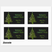 Vrolijk kerstboomsterren zwart-groene elegant rechthoekige sticker (Vel)