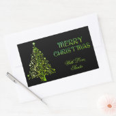 Vrolijk kerstboomsterren zwart-groene elegant rechthoekige sticker (Envelop)