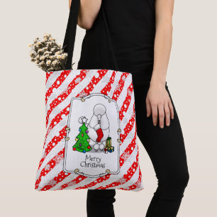 Vrolijk kerstboomtje 2 Poodle (white) Draagtas