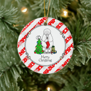 Vrolijk kerstboomtje 2 Poodle (white) Keramisch Ornament