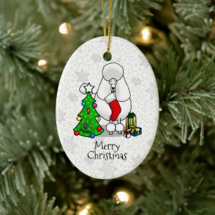 Vrolijk kerstboomtje 2 Poodle (white) Keramisch Ornament