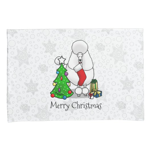 Vrolijk kerstboomtje 2 Poodle (white) Kussensloop (Voorkant-Rechts)