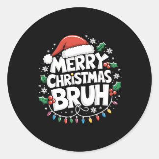 Vrolijk kerstborstel Gelukkig kerstgezin Xmas C Ronde Sticker