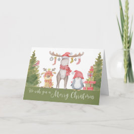 Vrolijk kerstbos Dieren Kaart