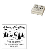 Vrolijk kerstbos Herten en Bomen Rubberstempel (Gestempeld)