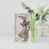 Vrolijk kerstBriefkaart met dame op sneeuw Feestdagenkaart (Staand voorkant)