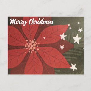 Vrolijk kerstBriefkaart - Poinsettia en sterren Briefkaart