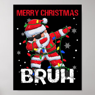 Vrolijk Kerstbruh Dabbing Santa Boys Kinder Xmas Poster