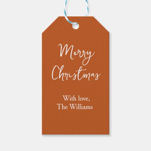 Vrolijk Kerstbruin Cadeaulabel (Voorkant)