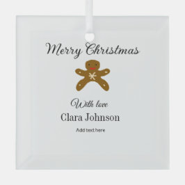 Vrolijk kerstbruine koekjes voeg naam met liefde h glas ornament