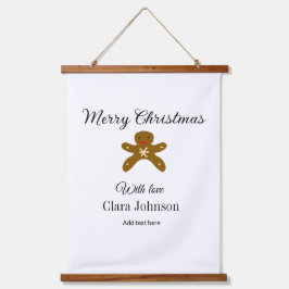 Vrolijk kerstbruine koekjes voeg naam met liefde h hangend wandkleed