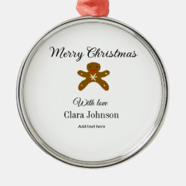 Vrolijk kerstbruine koekjes voeg naam met liefde h metalen ornament