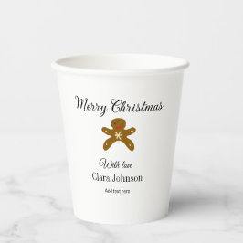 Vrolijk kerstbruine koekjes voeg naam met liefde h papieren bekers