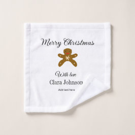 Vrolijk kerstbruine koekjes voeg naam met liefde h washandje