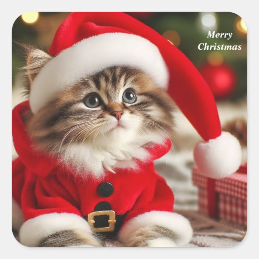 Vrolijk kerstcadeat vierkante sticker (Voorkant)