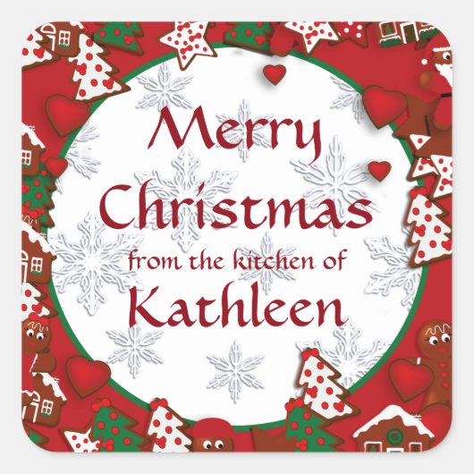 Vrolijk kerstcadeau Cookie Gift Sticker (Voorkant)