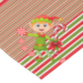 Vrolijk kerstcadeau, Elf Stripe Green Red Tafelkleed (Gekanteld)