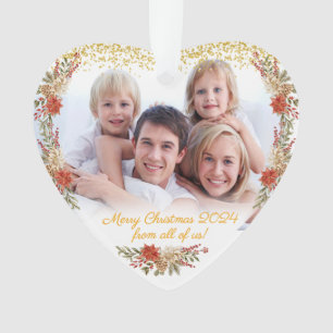 Vrolijk Kerstcadeau Familie Foto Hart Ornament