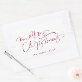 Vrolijk kerstcadeau in rood rechthoekige sticker (Envelop)