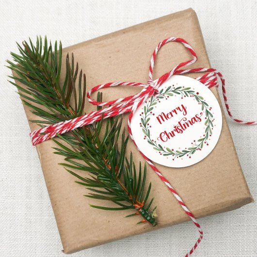 Vrolijk kerstcadeau Label met Holiday Wreath