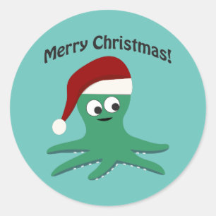 Vrolijk kerstcadeau ronde sticker