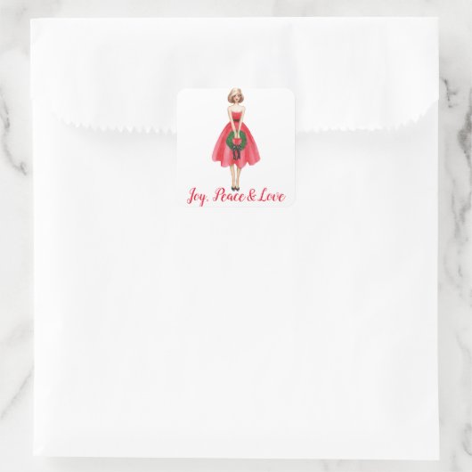 Vrolijk kerstcadeau sticker (Tas)