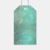 Vrolijk kerstcadeau voor Gold Mint Turquoise Burla Cadeaulabel (Voorkant)