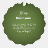 Vrolijk kerstcadeaubomen ornament kaart (Achterkant)