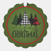 Vrolijk kerstcadeaubomen ornament kaart (Voorkant)