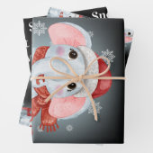 Vrolijk kerstcadeaupapier met overvulling inpakpapier vel (In situ)