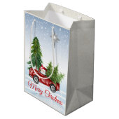 Vrolijk kerstcadeautas met kerstcadeautjes voor Ke Medium Cadeauzakje (Achterkant Gekanteld)