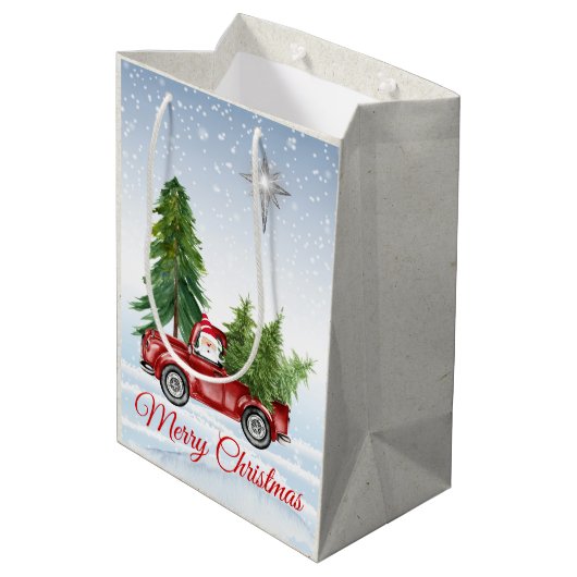 Vrolijk kerstcadeautas met kerstcadeautjes voor Ke Medium Cadeauzakje (Achterkant Gekanteld)