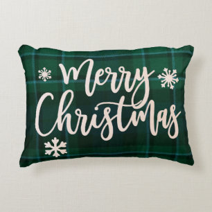 Vrolijk kerstcadeautje accent kussen